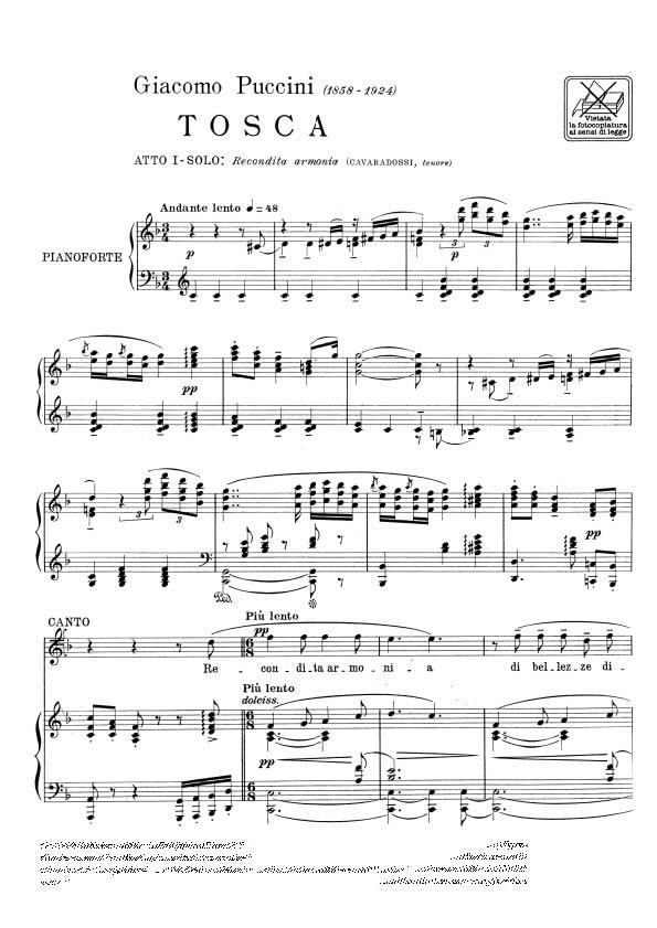 Tosca: Recondita Armonia - pro zpěv a klavír